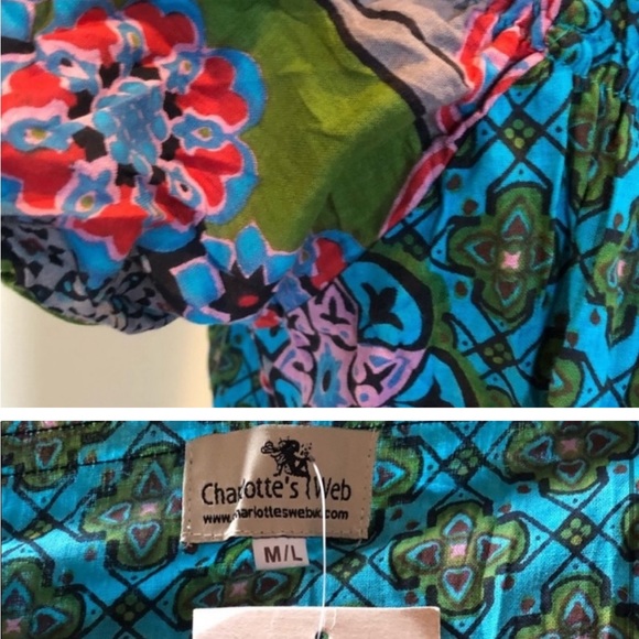 Charlotte Web NWT 100% cotton cap shortsleeve abstract print size medium/large - Picture 8 of 12